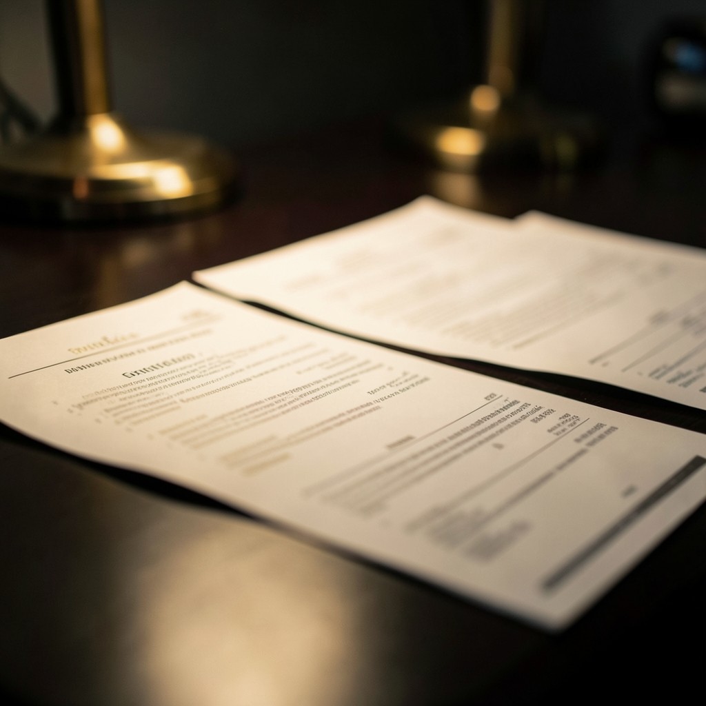 Close view of printed tariff tables under a warm desk lamp